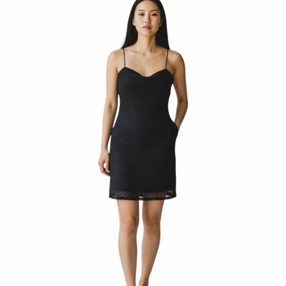 Elie Tahari Black Lace 90s Slip Dress Size 14/ Large